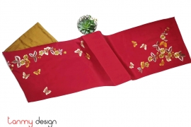  Silk scarf with embroidery of flowers and butterflies